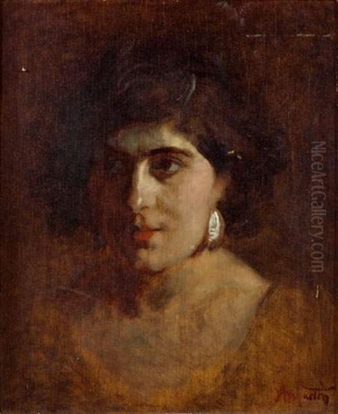 Portrait De Jeune Femme Oil Painting by Louis Anquetin