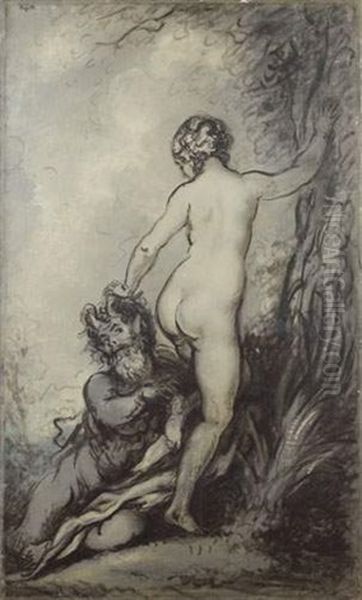 Faune Et Nymphe En Grisaille Oil Painting by Louis Anquetin