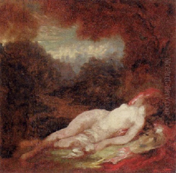 A Reclining Nude Oil Painting by Louis Anquetin