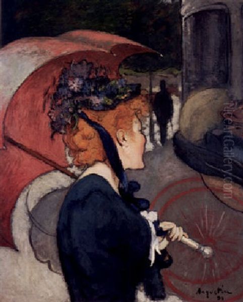 Femme Avec Un Parapluie Oil Painting by Louis Anquetin