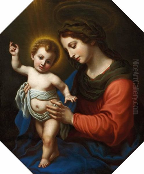 Madonna Mit Kind (after Carlo Dolci) Oil Painting by Alois Von Anreiter