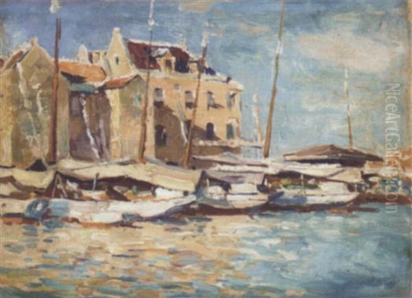 West Indian Harbour Oil Painting by Anton Van Anrooy