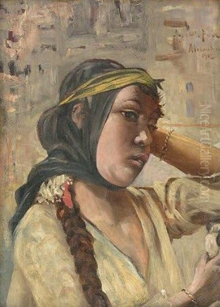 Portrait D'egyptienne, Alexandrie Oil Painting by Paul Ansaldi