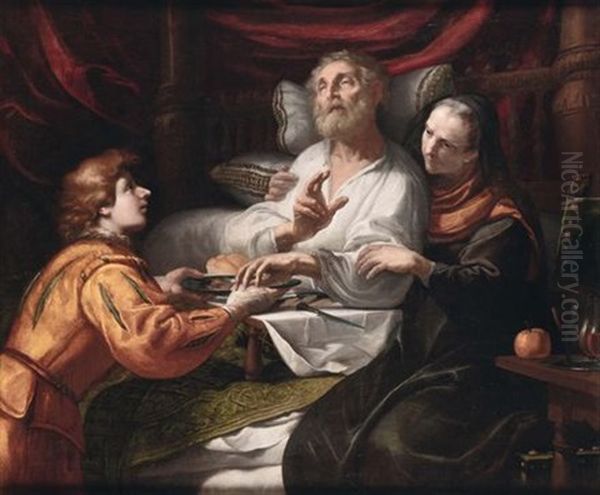 Esau E Giacobbe Oil Painting by Giovanni Andrea Ansaldo