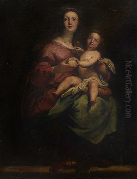 Madonna Con Bambino Oil Painting by Giovanni Andrea Ansaldo