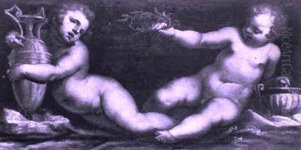 Putti Oil Painting by Giovanni Andrea Ansaldo