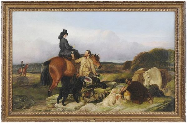 Hunting Party At Noonday Rest Oil Painting by Richard Ansdell