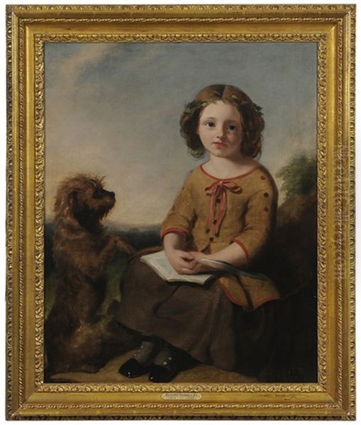 Portrait Of A Young Girl With A Terrier Oil Painting by Richard Ansdell