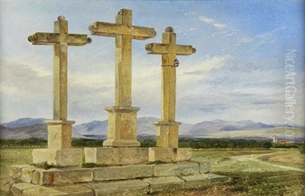 El Calvario De Churriana (crosses At Churriana) Oil Painting by Richard Ansdell