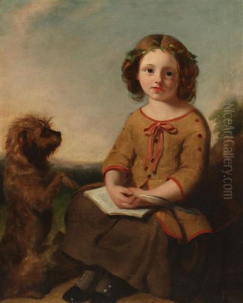 Portrait Of Young Girl With Terrier Oil Painting by Richard Ansdell