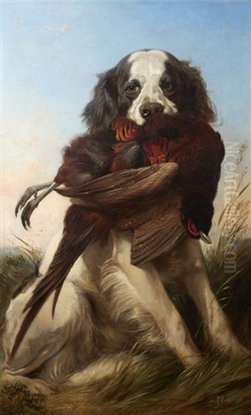 Setter With A Pheasant Oil Painting by Richard Ansdell