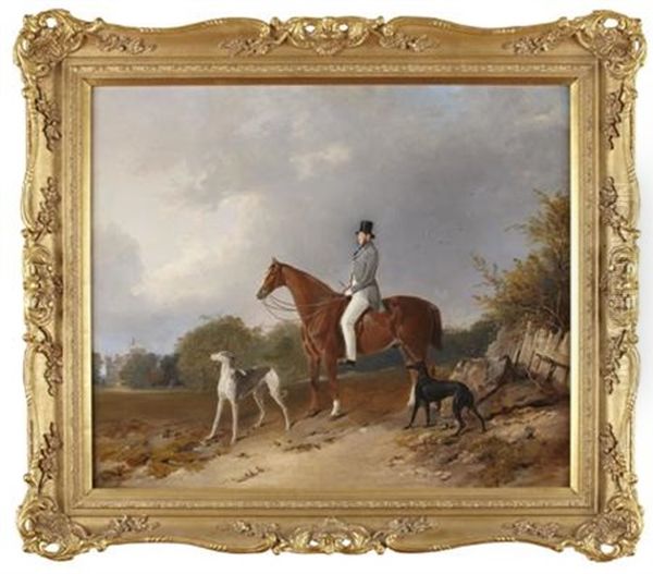 Archibald Montgomerie, 13th Earl Of Eglinton On Horseback Before Eglinton Castle Oil Painting by Richard Ansdell