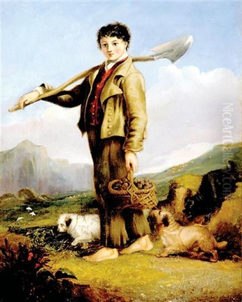 Young Master With Truffle Dogs Oil Painting by Richard Ansdell