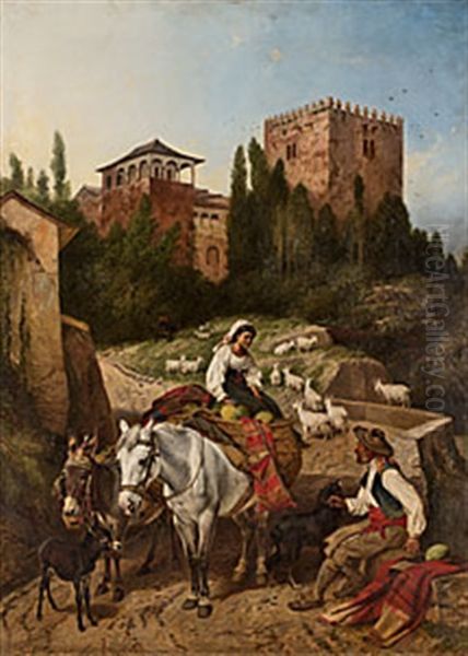 Locador De La Reina Alhambra Oil Painting by Richard Ansdell