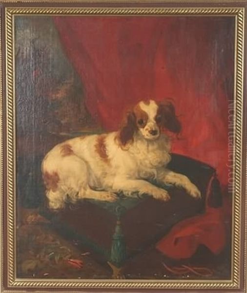 King Charles Spaniel Portrait Oil Painting by Richard Ansdell