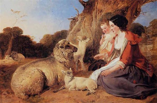 The Shepherdess And Her Flock Oil Painting by Richard Ansdell