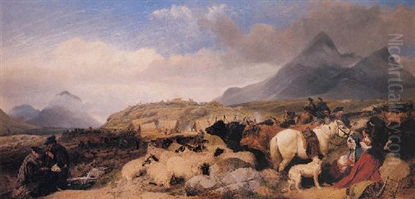 Sheep Gathering In Glen Sligachan Oil Painting by Richard Ansdell