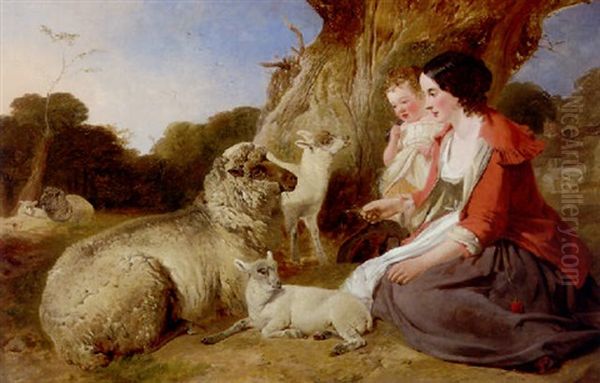 The Shepherdess And Her Flock Oil Painting by Richard Ansdell