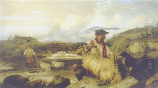 Sheep-dipping In The Highlands Oil Painting by Richard Ansdell