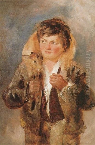 A Boy With A Lamb Oil Painting by Richard Ansdell