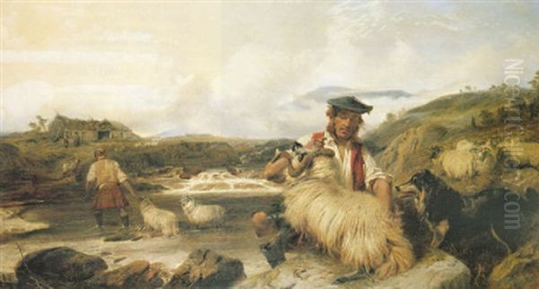 Sheep Dipping In The Highlands Oil Painting by Richard Ansdell