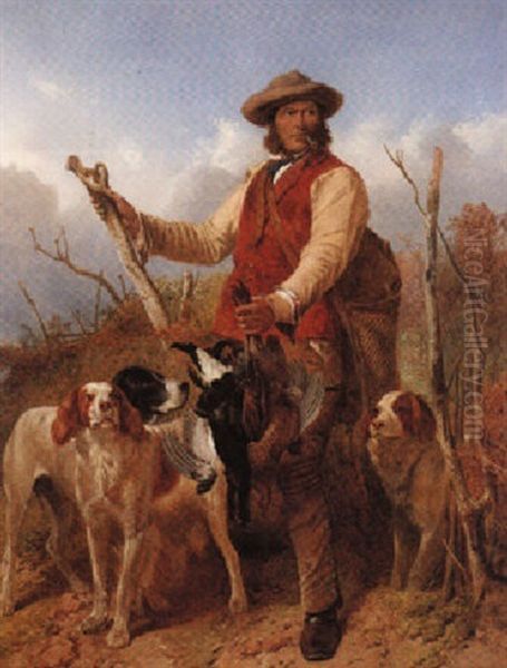 A Gamekeeper And Dogs Oil Painting by Richard Ansdell