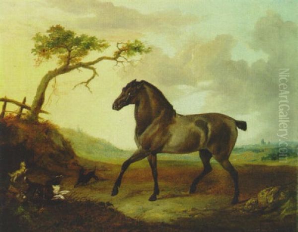 A Bay Horse In A Landscape Oil Painting by Richard Ansdell