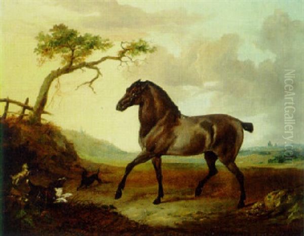 A Bay Horse In A Landscape Oil Painting by Richard Ansdell