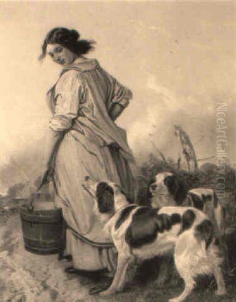 The Milkmaid Oil Painting by Richard Ansdell