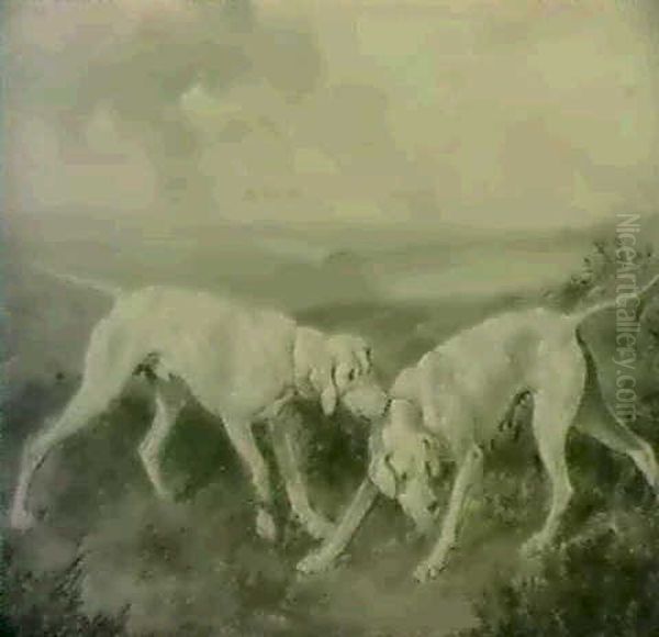 Tip And Nell, Pointers On A Moor Oil Painting by Richard Ansdell