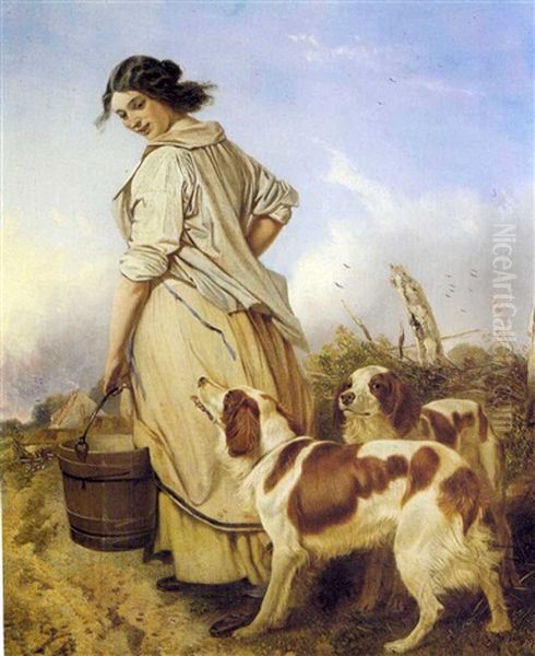 The Milkmaid Oil Painting by Richard Ansdell