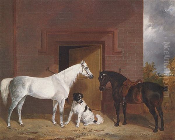 Hitched Up By The Stable Door Oil Painting by Richard Ansdell