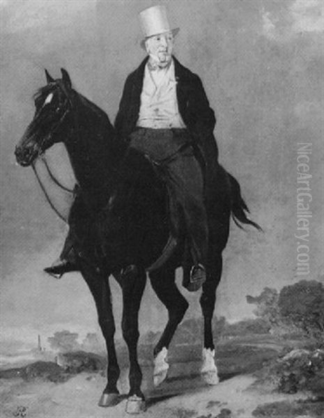 Portrait Of Lord Talbot Mounted On A Dark Bay Hunter Oil Painting by Richard Ansdell