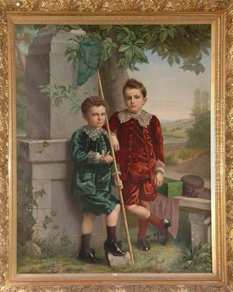 Portraits De Paul Et Joseph De Brabandere Oil Painting by Frans Anseele