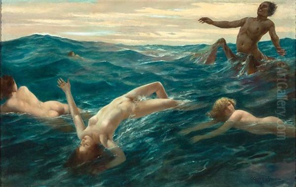 Poseidon Und Nereiden In Den Wogen Oil Painting by Eduard Ansen-Hofmann