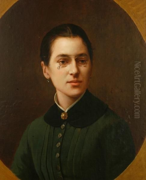 A Portrait Of A Young Lady Oil Painting by Eugene Accard