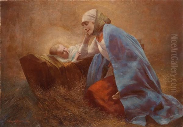 Maria Mit Dem Jesusknaben Oil Painting by Eduard Ansen-Hofmann