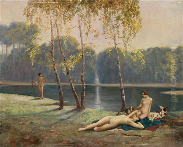 Ruhende Amazonen Oil Painting by Eduard Ansen-Hofmann