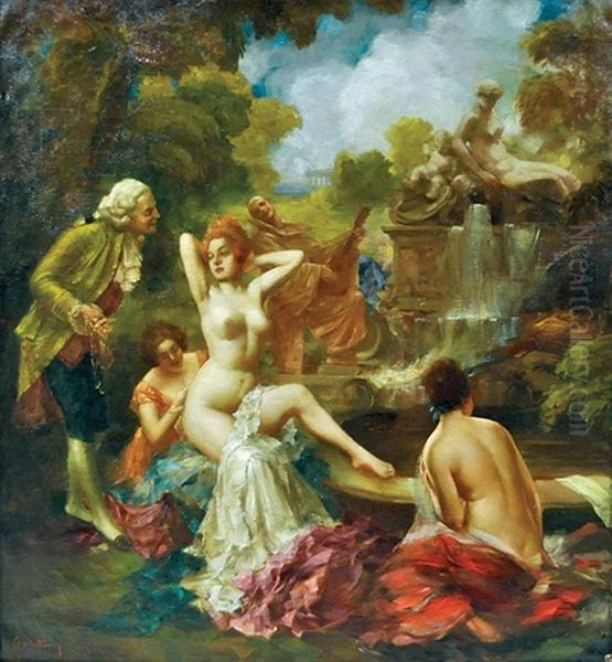 Bathers Oil Painting by Eduard Ansen-Hofmann