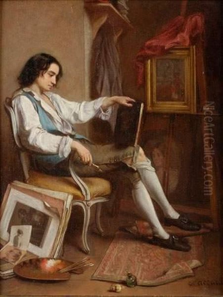 Le Jeune Dessinateur
 Toile Oil Painting by Eugene Accard