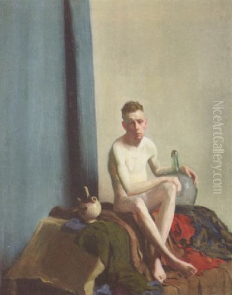 Portrait Of A Male Nude Oil Painting by Thomas Anshutz