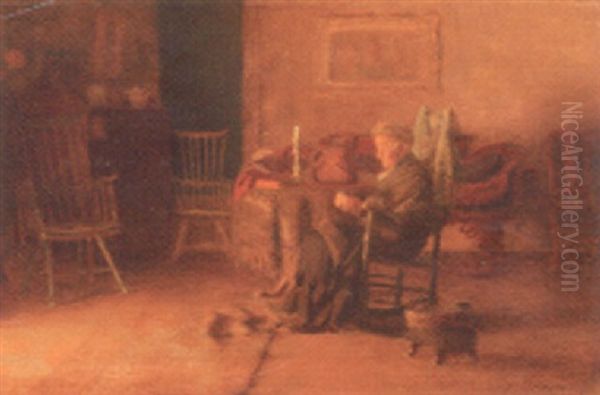 Sewing By The Hearth Oil Painting by Thomas Anshutz