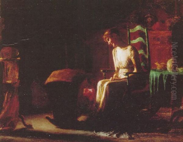 Interior, Mother With Cradle Oil Painting by Thomas Anshutz