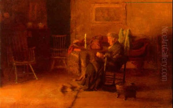 Sewing By The Hearth Oil Painting by Thomas Anshutz