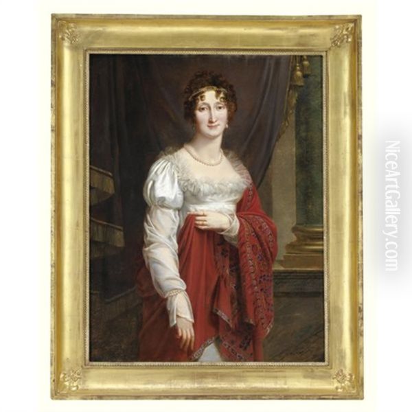 Portrait Of A Lady Oil Painting by Antoine Jean Joseph Ansiaux