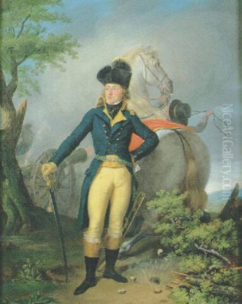 Portrait D'un Officier Pendant Une Bataille Oil Painting by Antoine Jean Joseph Ansiaux