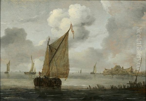 Sailing Boats Near A Coast Oil Painting by Arnoldus van Anthonissen