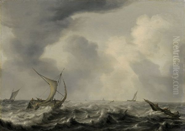 Schiffe Auf Sturmischer See Oil Painting by Arnoldus van Anthonissen