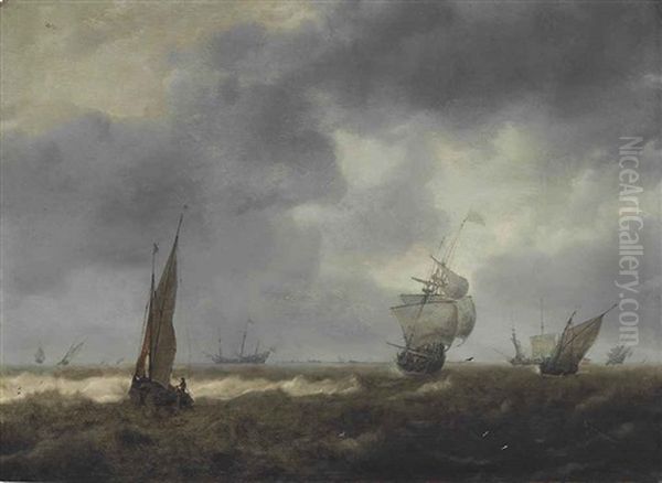 Shipping In A Choppy Sea Oil Painting by Hendrick Van Anthonissen