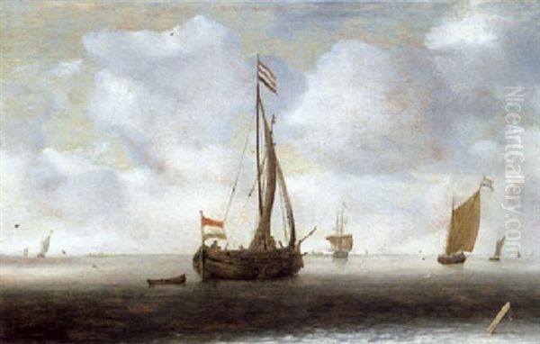 Hollandische Schiffe Auf Ruhiger See Oil Painting by Hendrick Van Anthonissen